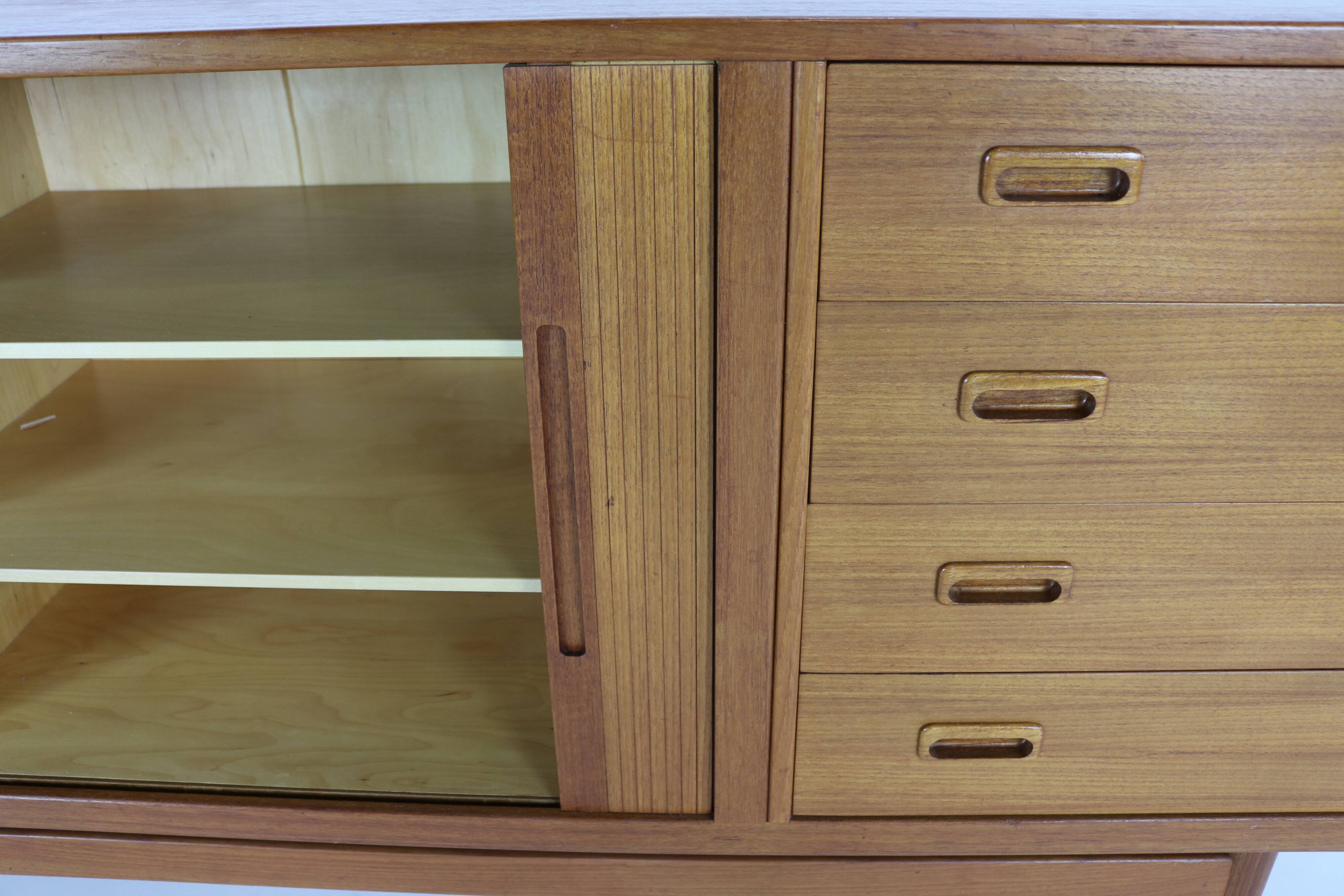 Teak enfilade with 2 tambour doors