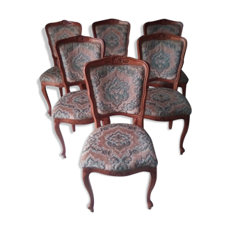 Lot of 6 beech chairs louis XV style