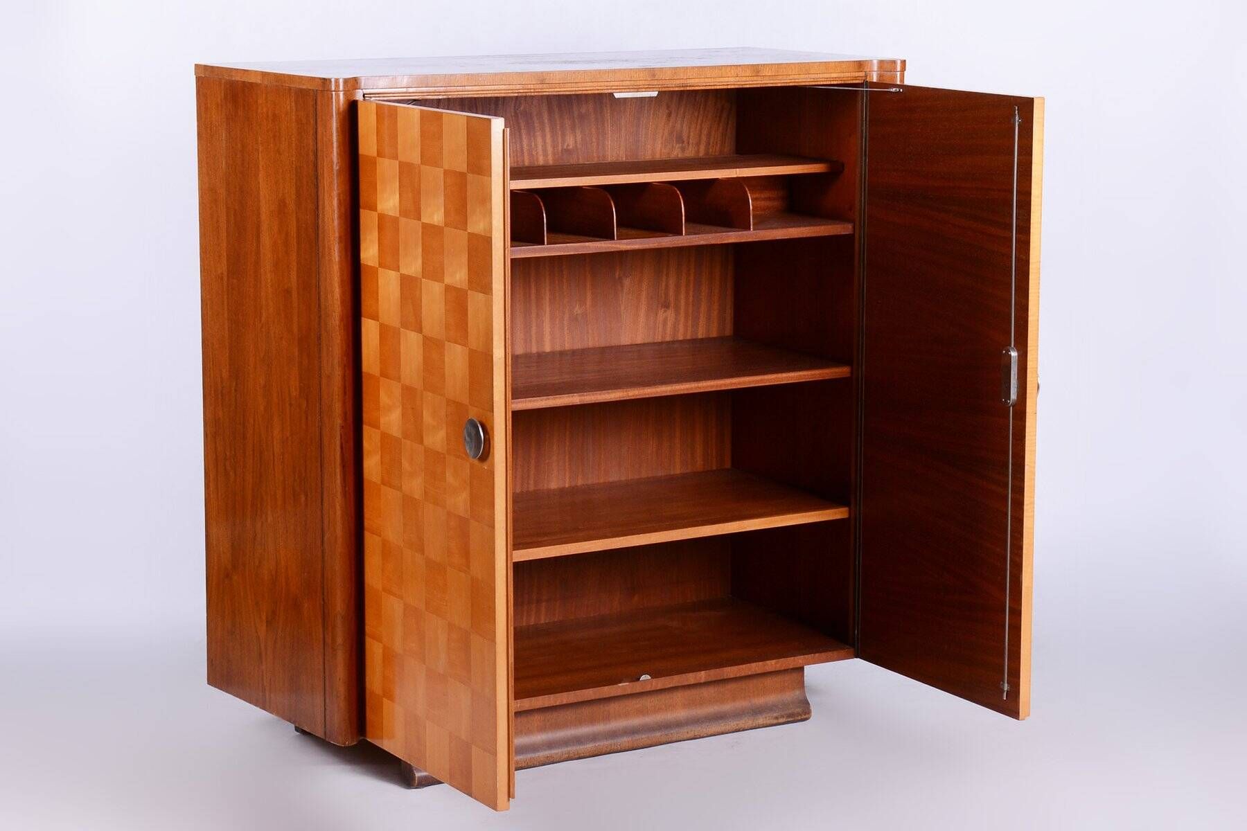 Art Deco Maple Wardrobe by J. Halabala for Up Zavody, Czech, 1930s