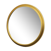 Miroir vintage rond  bordure acier doré