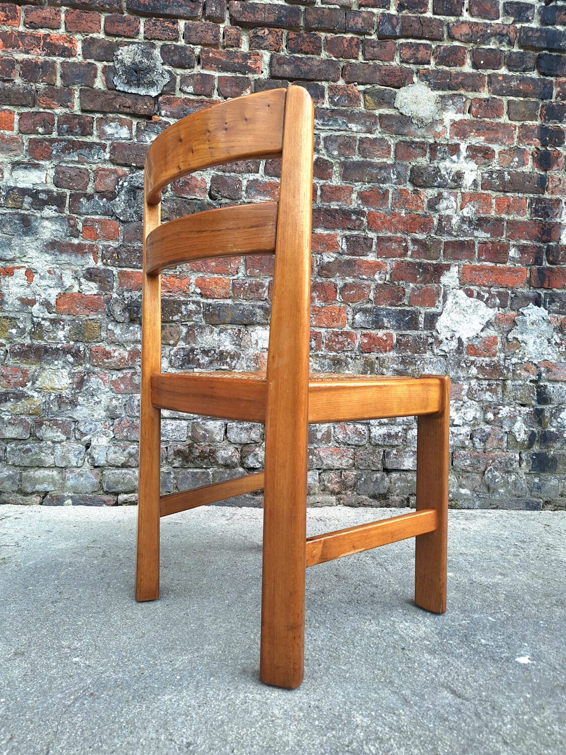 Maison Regain, duo of chairs in solid elm, vintage seating furniture.