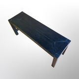 Modernist black wood bench, Belgium 1970s