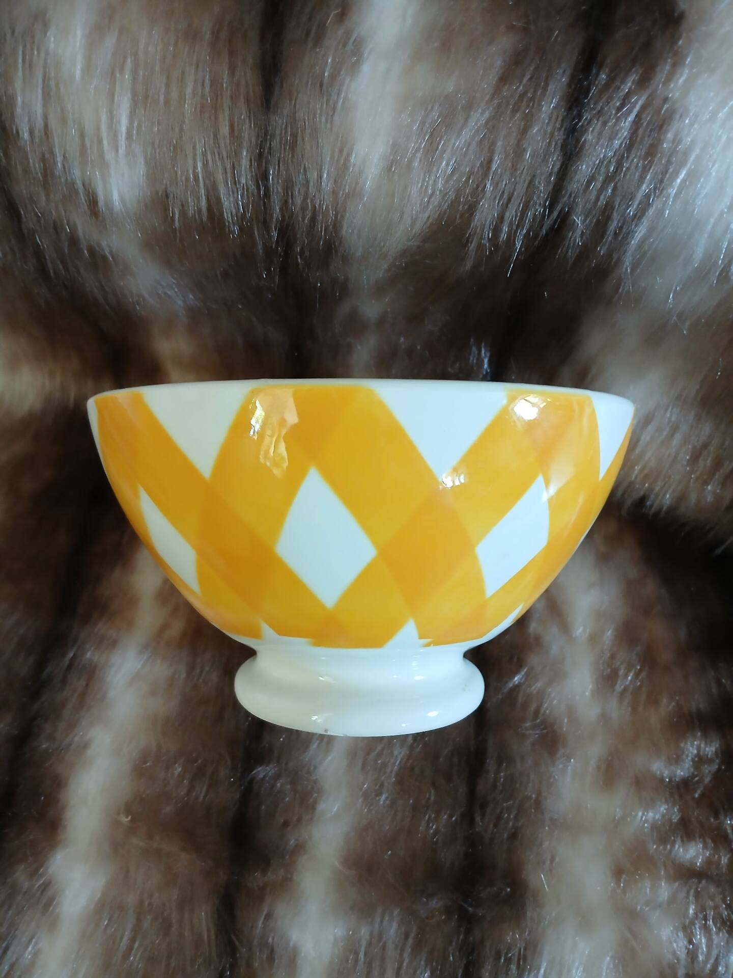 Old Sarreguemines bowl, Scottish pattern.