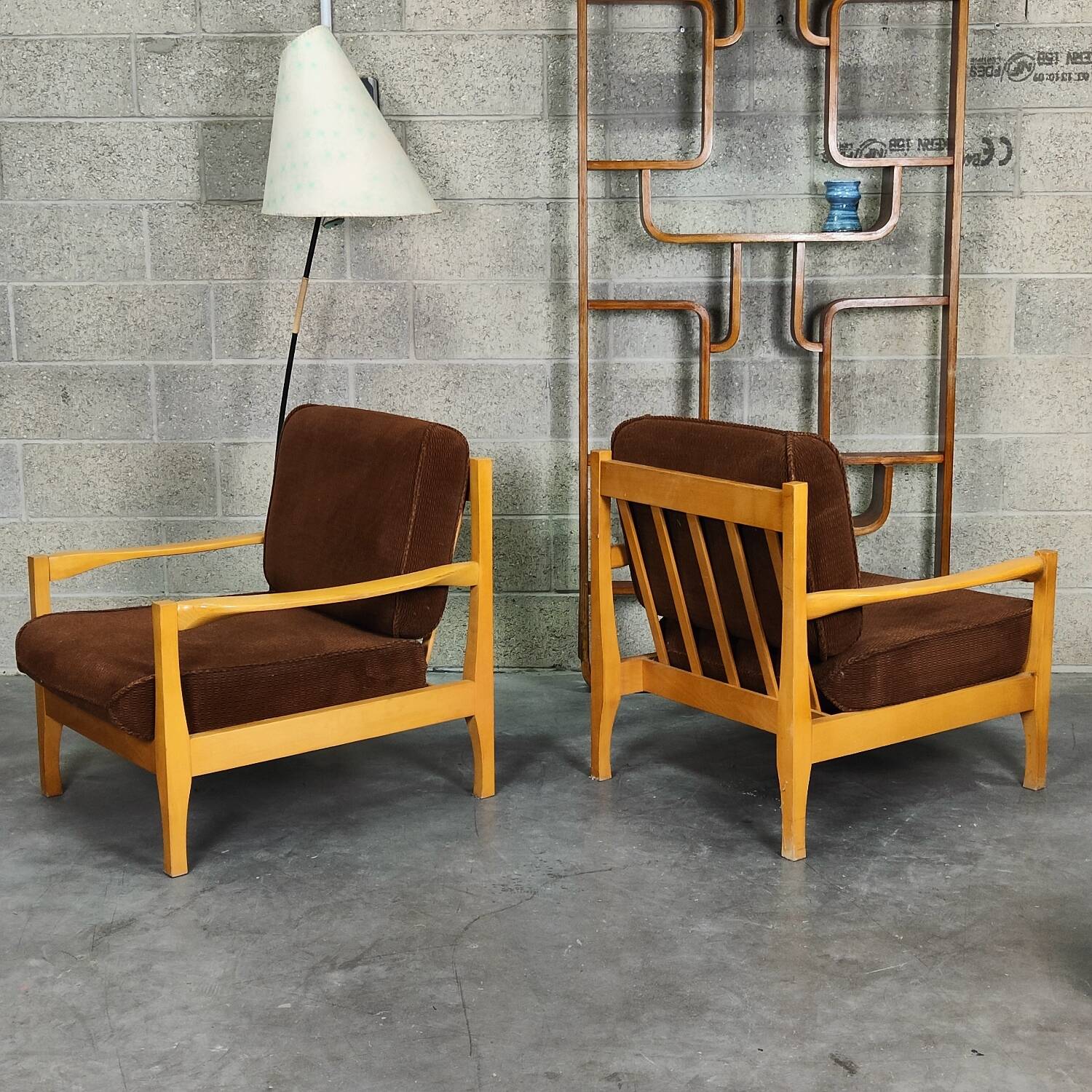 Paire de fauteuils Tchécoslovaque 1980 velours côtelé