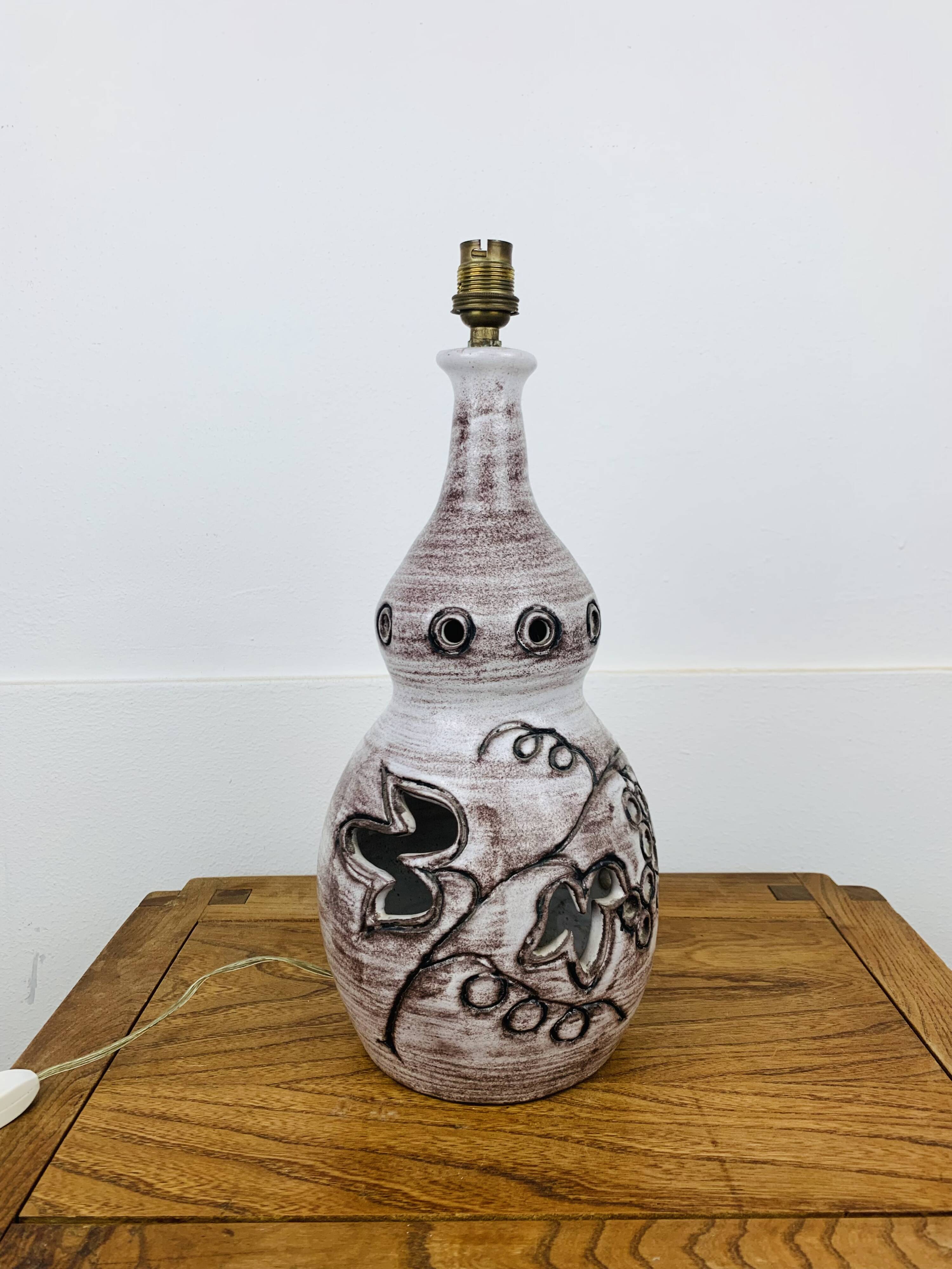 Openwork ceramic lamp, vine leaves, 1960s