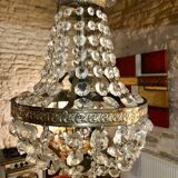 Crystal and gilded bronze hot air balloon chandelier