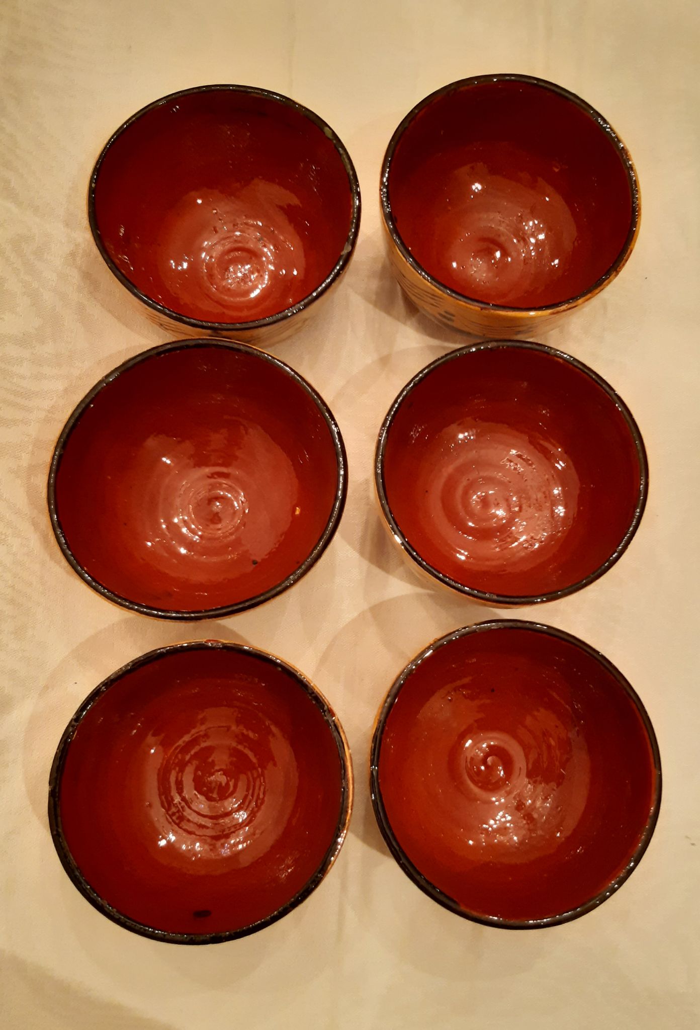 Lot of six terracotta ramekins glazed diameter 11cm TBE