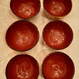 Lot of six terracotta ramekins glazed diameter 11cm TBE