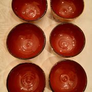 Lot of six terracotta ramekins glazed diameter 11cm TBE