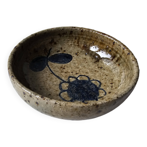 Vide poche  coupelle en céramique motif floral signé suzanne dauliach
