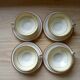 4 cups with 4 saucers Limoges, fine porcelain, coffee cups, white, light green, gold