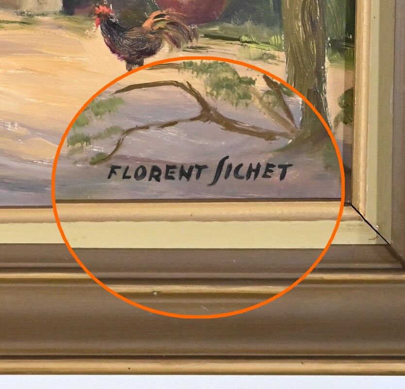 Tableau « Maison Fleurie à la Blanche », signé F.Sichet – 2ème partie XXe