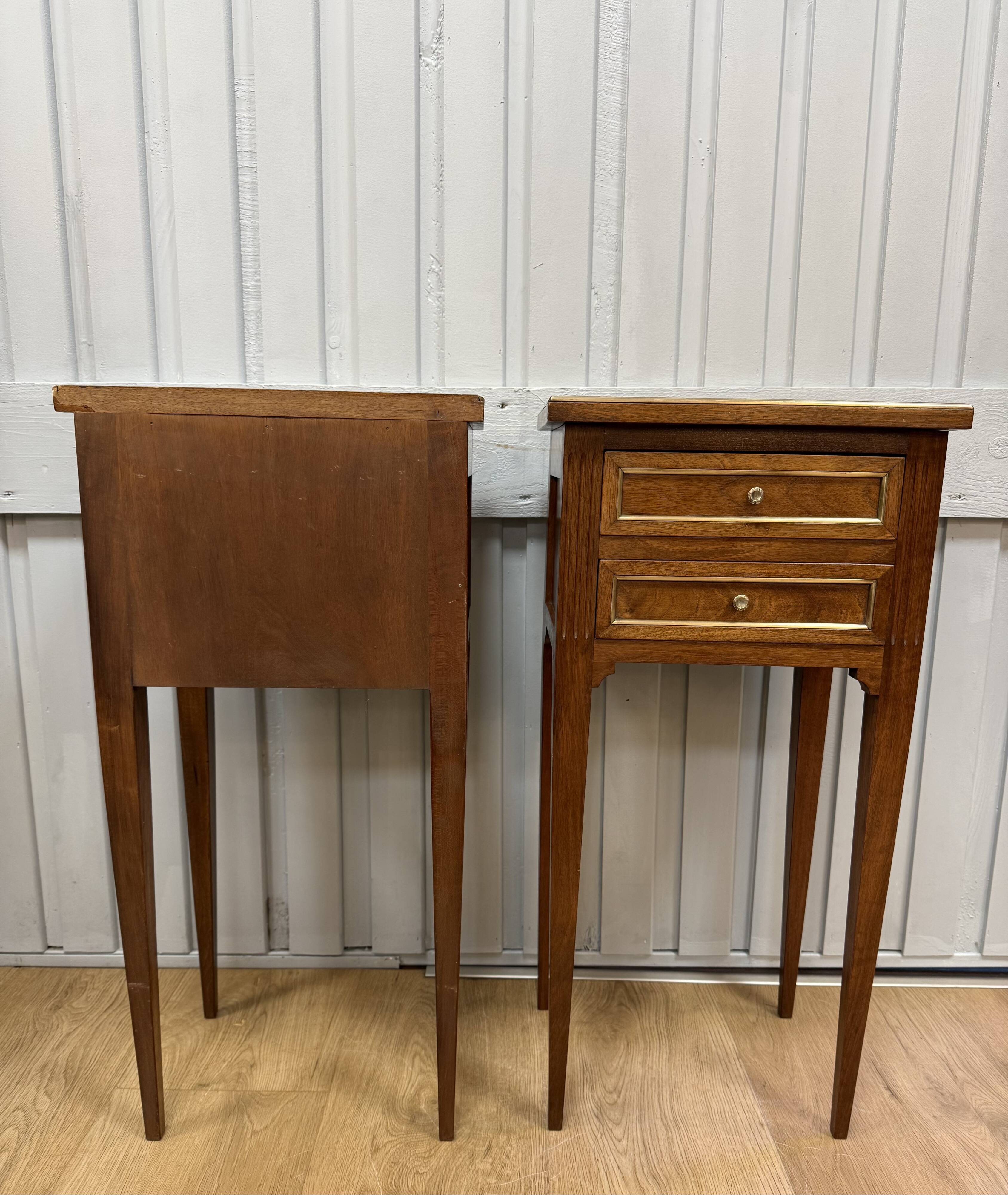 Pair of walnut bedside tables