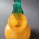 Vintage orange and green blown glass bottle, art glassware