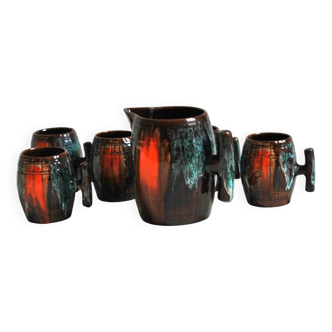 Ceramic orangeade service Vallauris 1950, vintage France