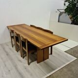 Table et chaises en noyer par Antonio Virgilio pour Bernini Italie années 1970