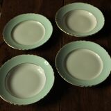 Lot 2 hollow plates and 2 green gilding plates Moulin des Loups