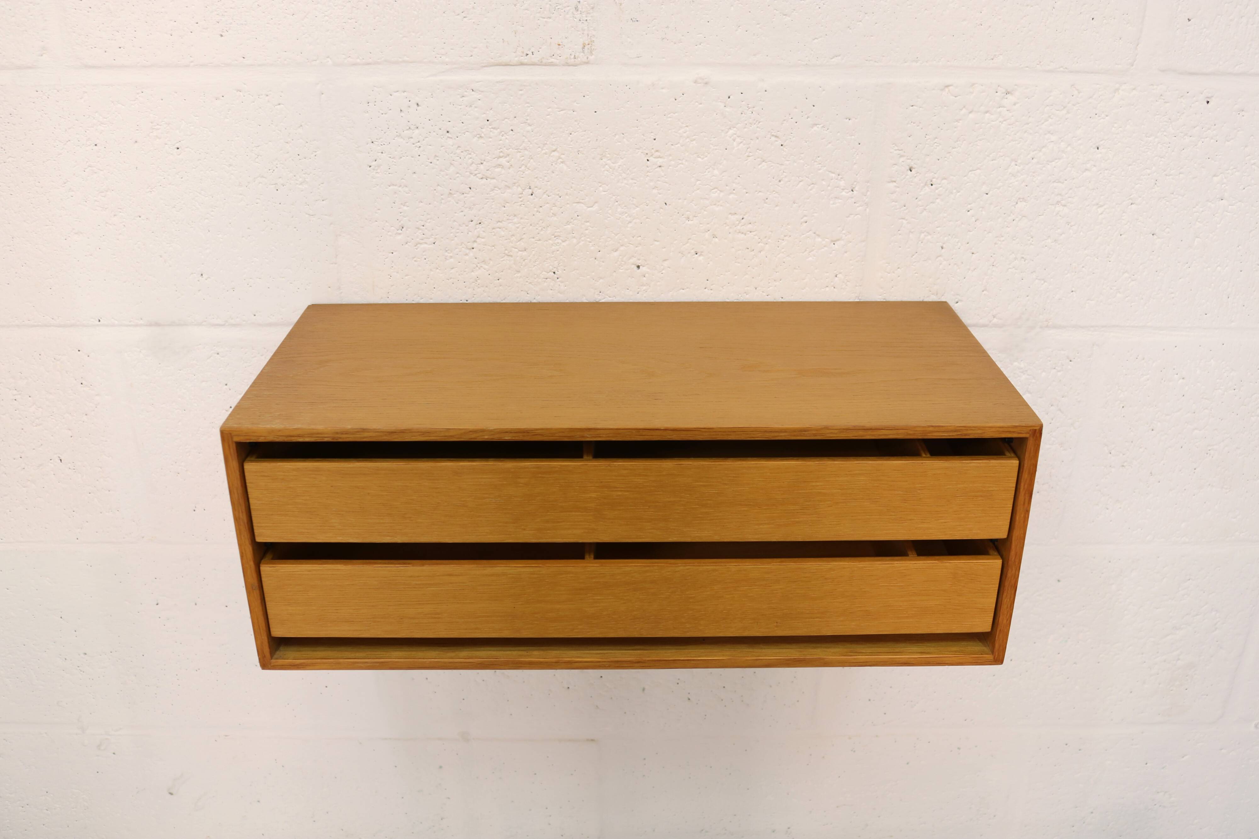 Rare floating nightstand  in oak wood with  drawers - Denmark 70