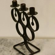Candélabre vintage en métal avec revêtement noir