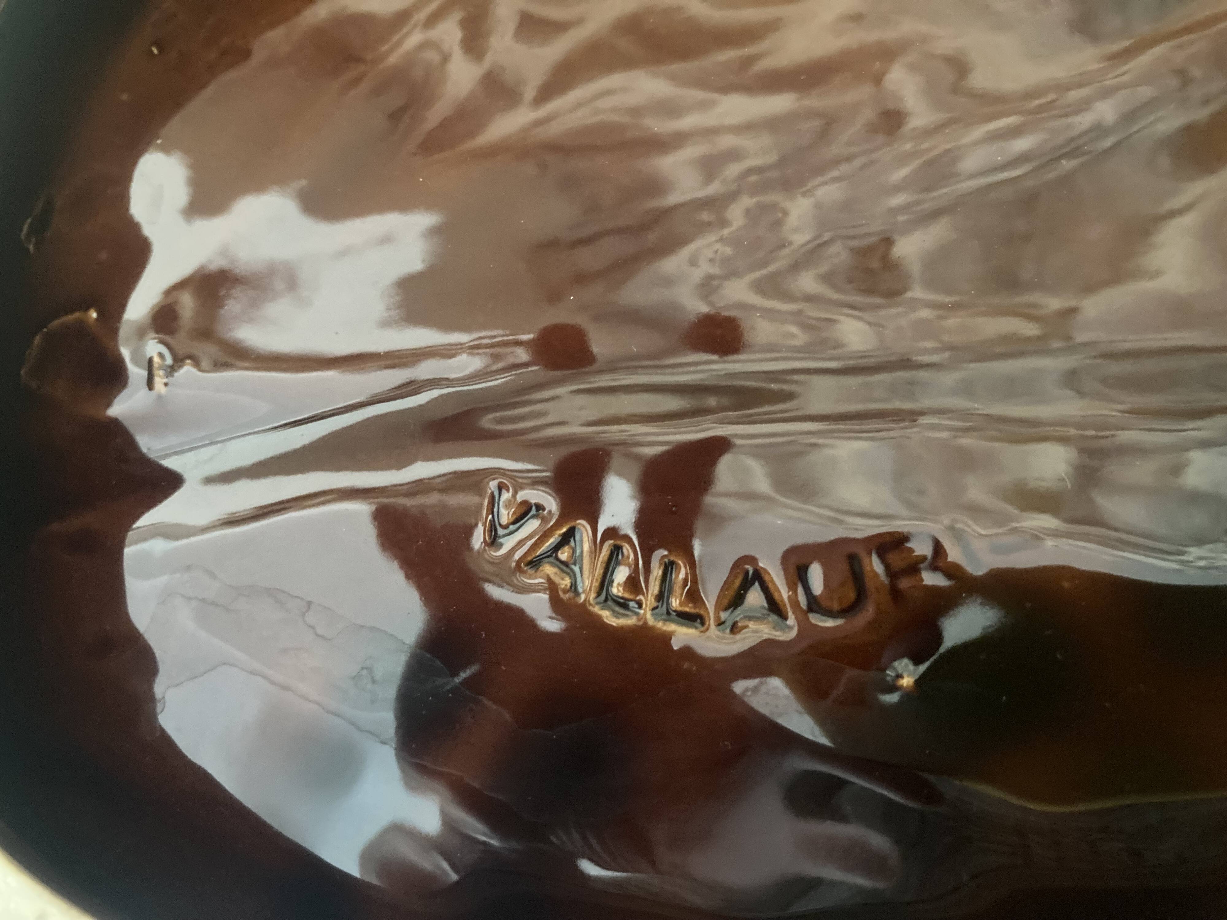 Vintage serving dish in glazed terracotta signed Vallauris