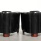 Set of two black vintage cowhide aviator design armchairs