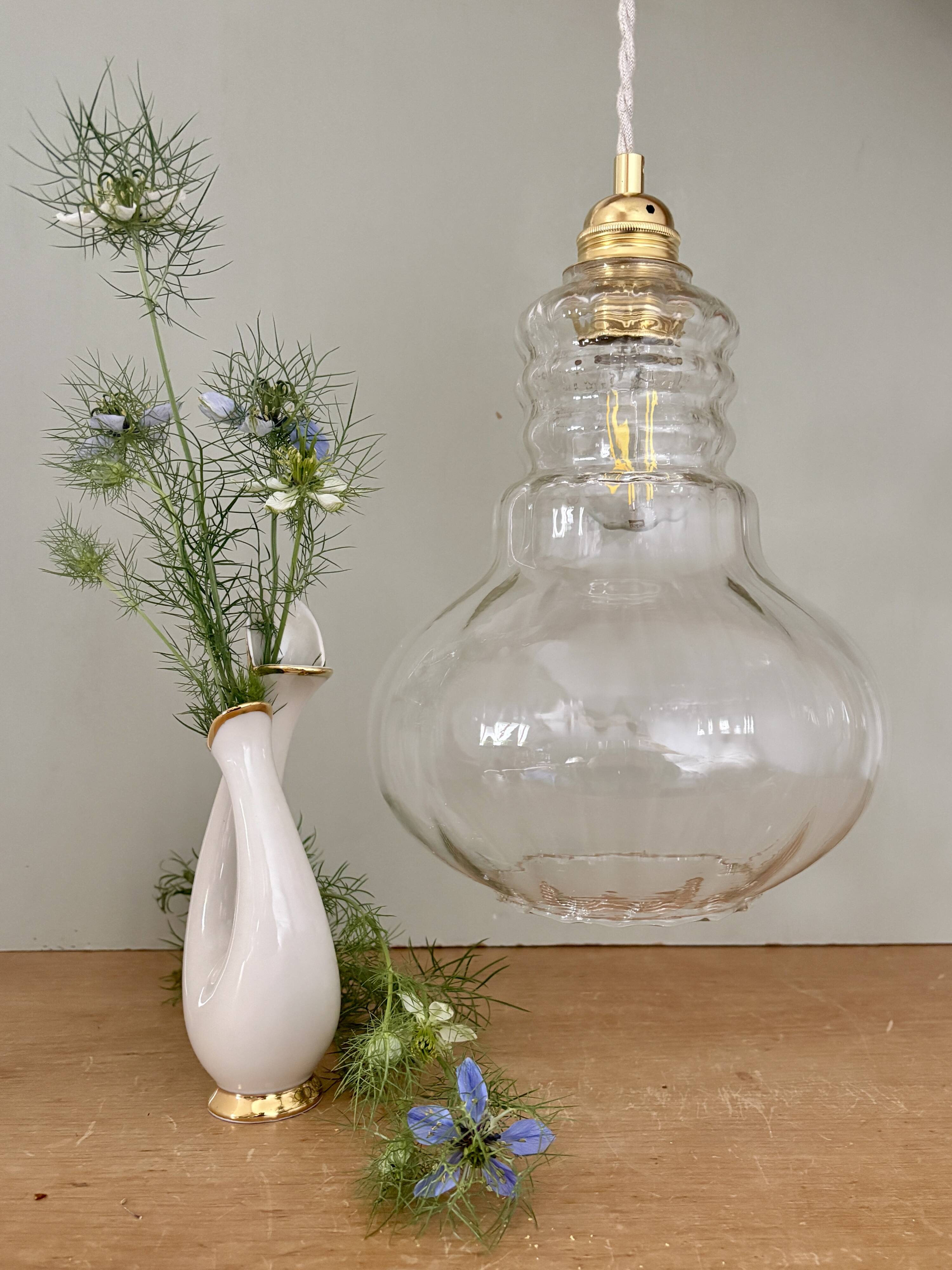 Vintage clear glass globe pendant light