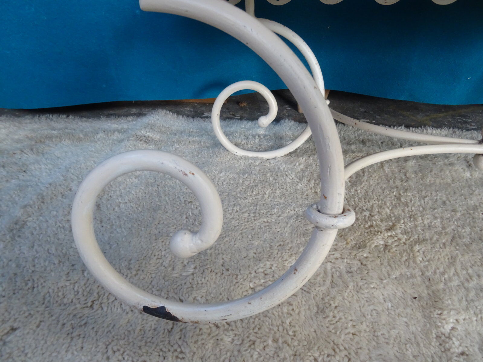 Wrought iron coffee table wooden top