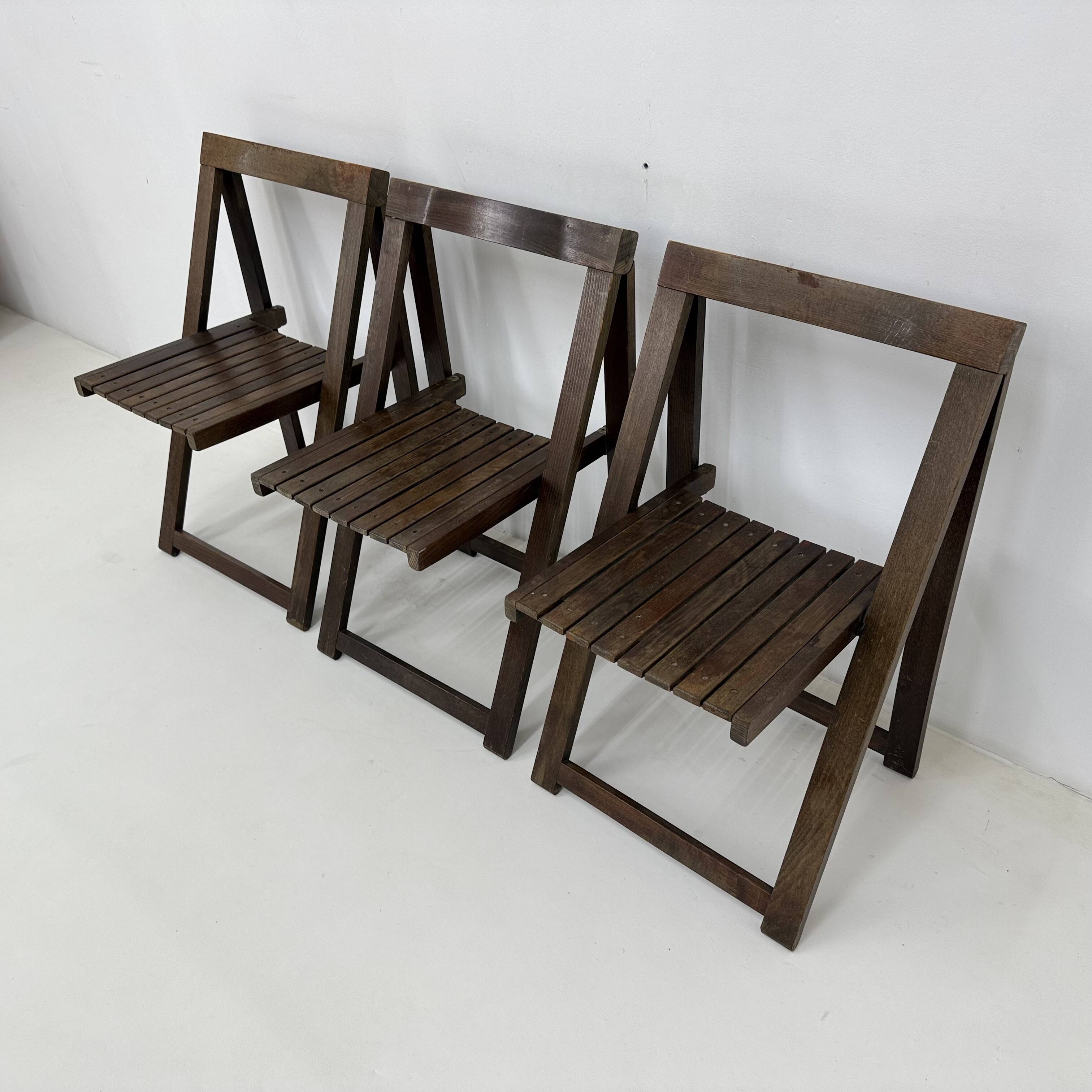 Set of 3  wooden folding chairs, 1960’s