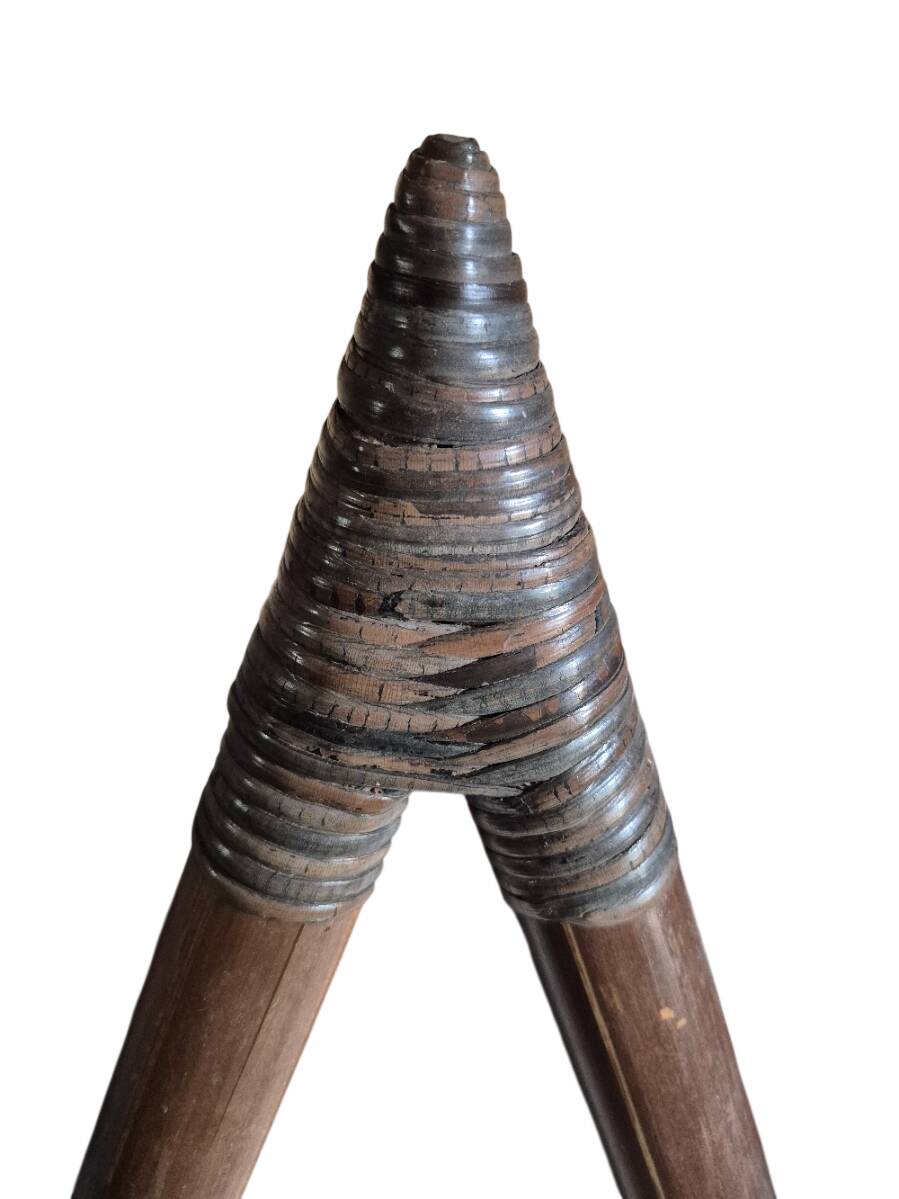 pairs of pyramid lamps in bamboo and fabric from 1960/1980