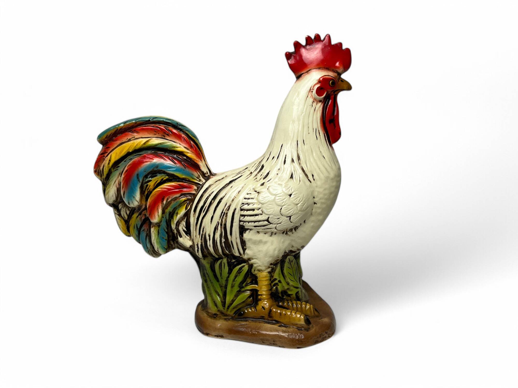 Plaster sculpture of a varnished cockerel from Jordan, mid-20th century