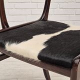1960s, Danish design by Ole Wanscher, armchair, mahogany wood, cowhide, reupholstered.