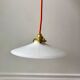 Hanging lamp in opaline smooth orange thread early twentieth century