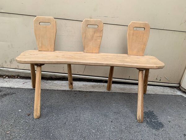 Petit banc 3 place style brutaliser en chêne