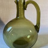 Green blown glass carafe
