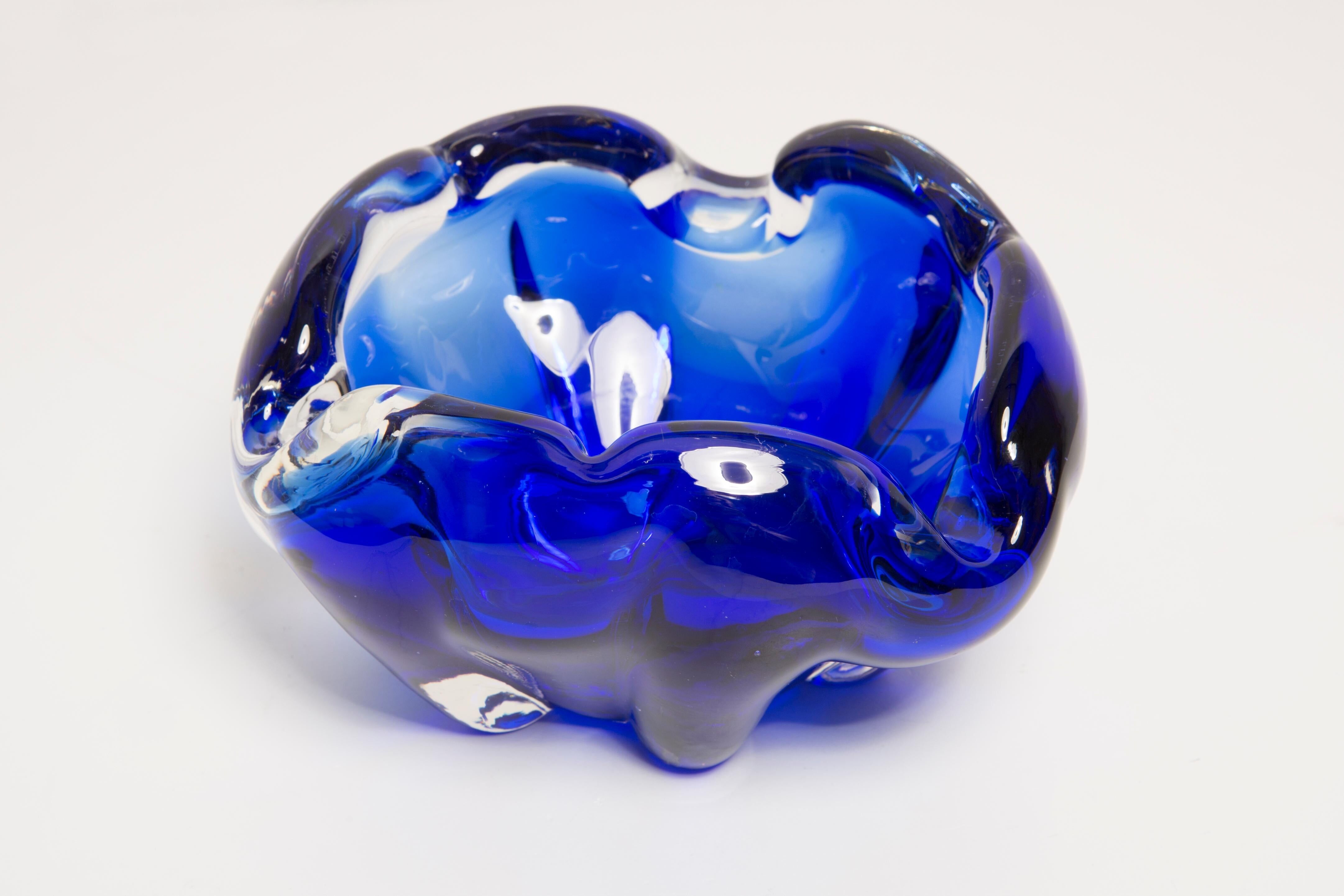 Mid-century blue Murano glass ashtray, Italy, 1970s