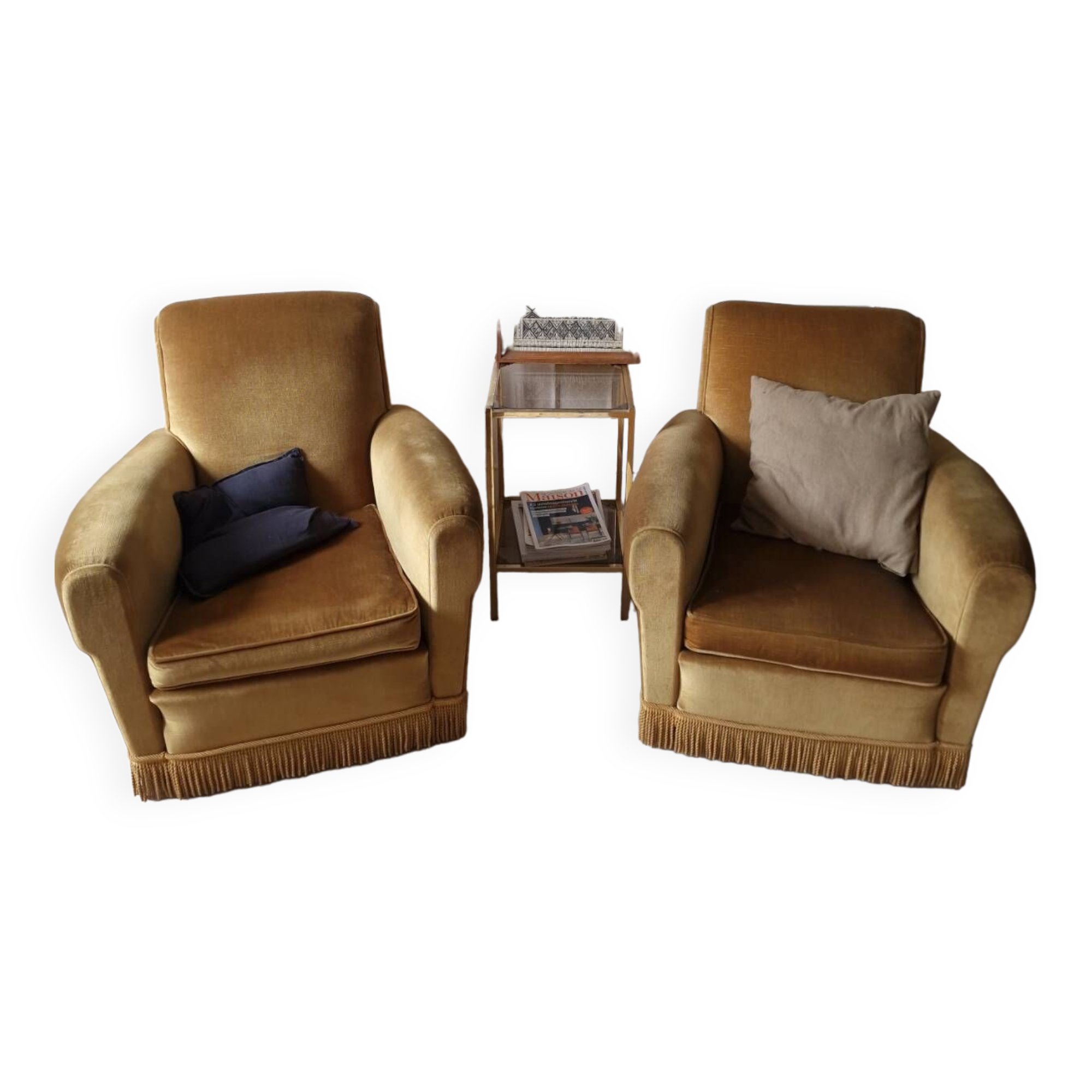 Pair of velvet armchairs