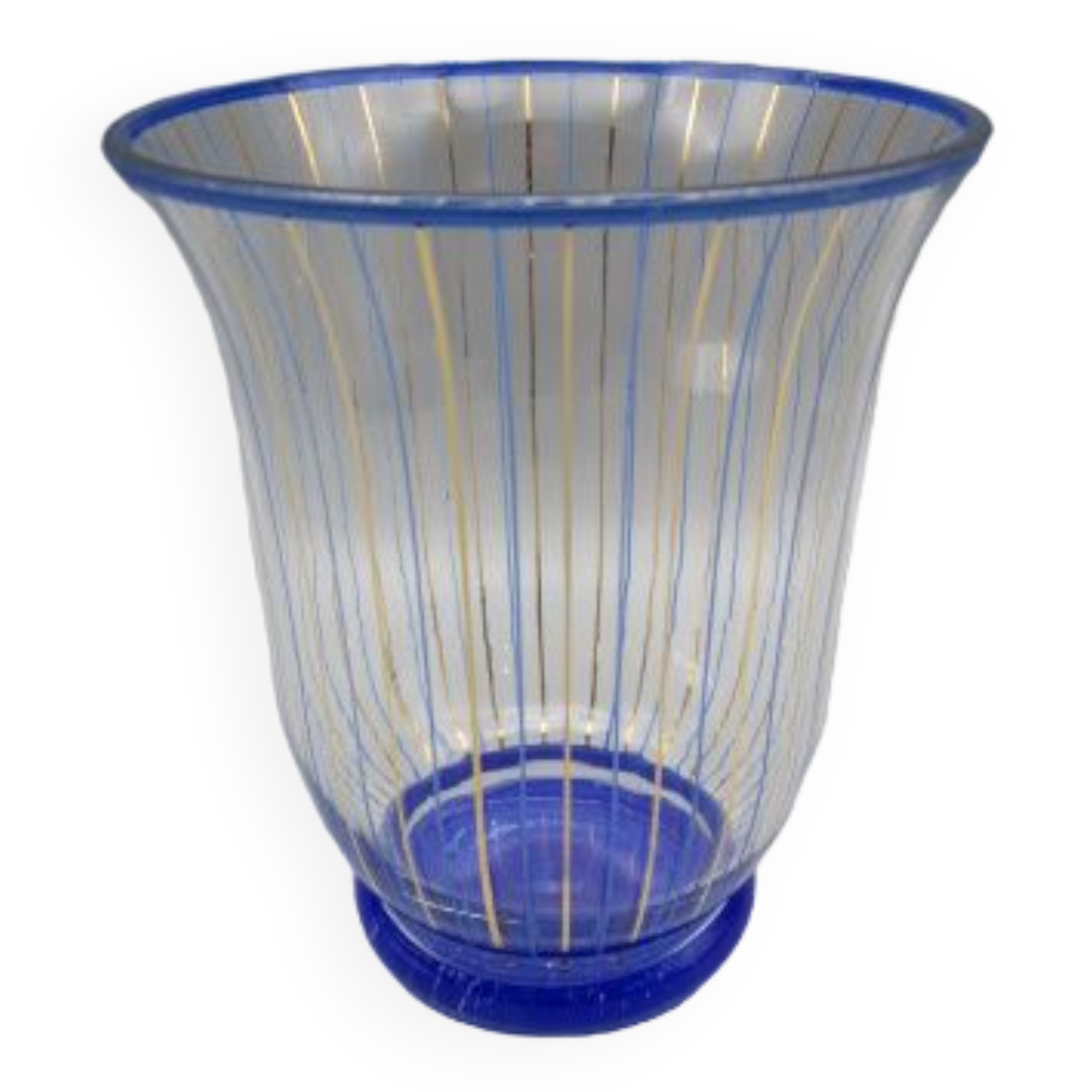 Vintage vase in crystal blue and gold