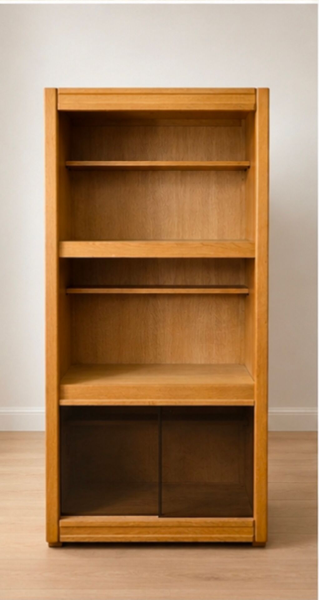 Living room shelf, bookcase with display cabinet by Guillerme and Chambron 1960