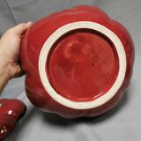 Vintage soup tureen + Trompe l'oeil sauce boat, majolica tomato shape