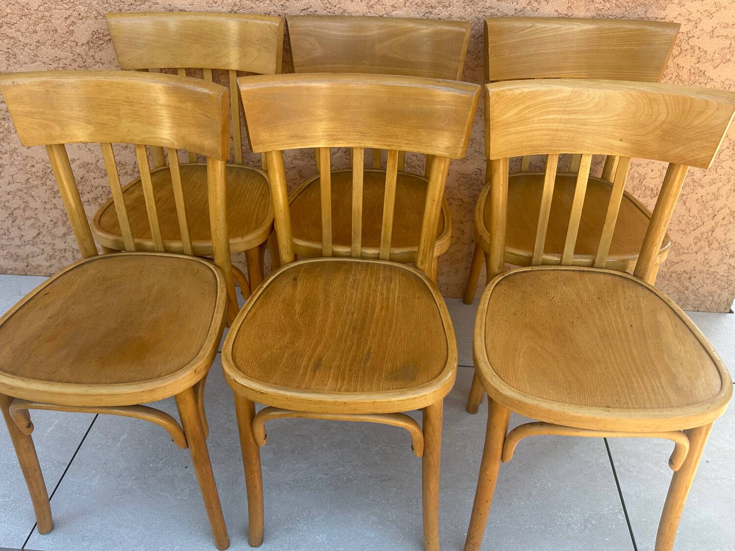 Set of 6 vintage 1960s bistro chairs