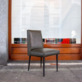 Set of eight chairs covered in vinyl, iron legs by Mobiltecnica Torino 1950s