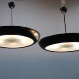 Pair of large Bauhaus "UFO" pendant lights by Josef Hurka for Napako, 1940s