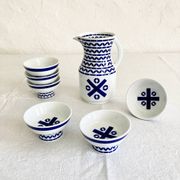 Ensemble de six coupes et pichet à vin en porcelaine Sargadelos