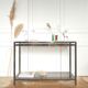 Table console vintage métal laiton et verre fumé biseauté