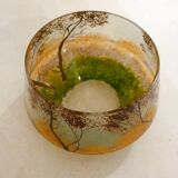 Small Art Nouveau enameled landscape vase/pot