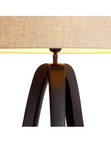 Pair of table lamps in patinated bronze with black granite bases