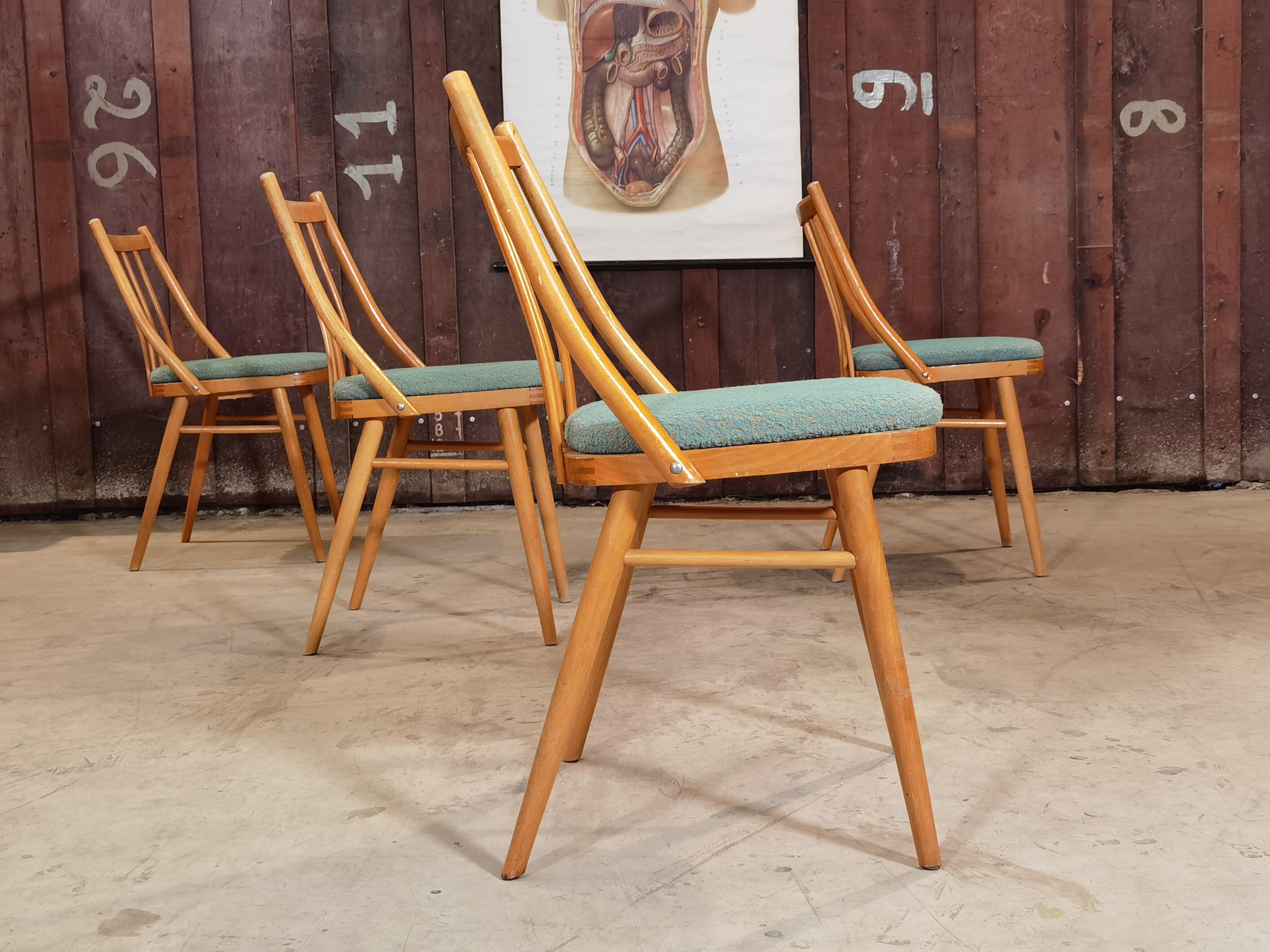 Lot of 4 chairs Antonin Suman