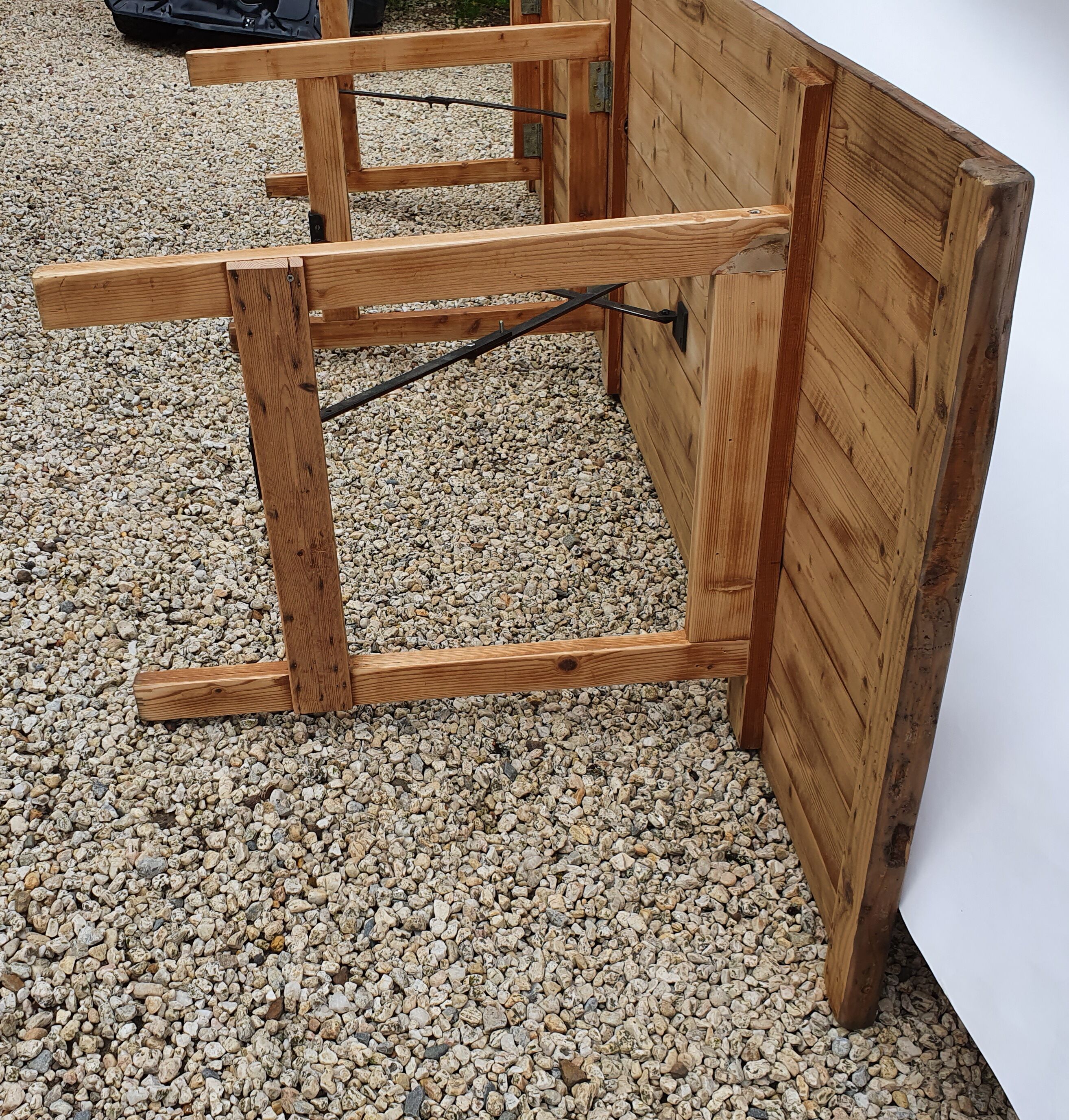 Folding country table dark patina