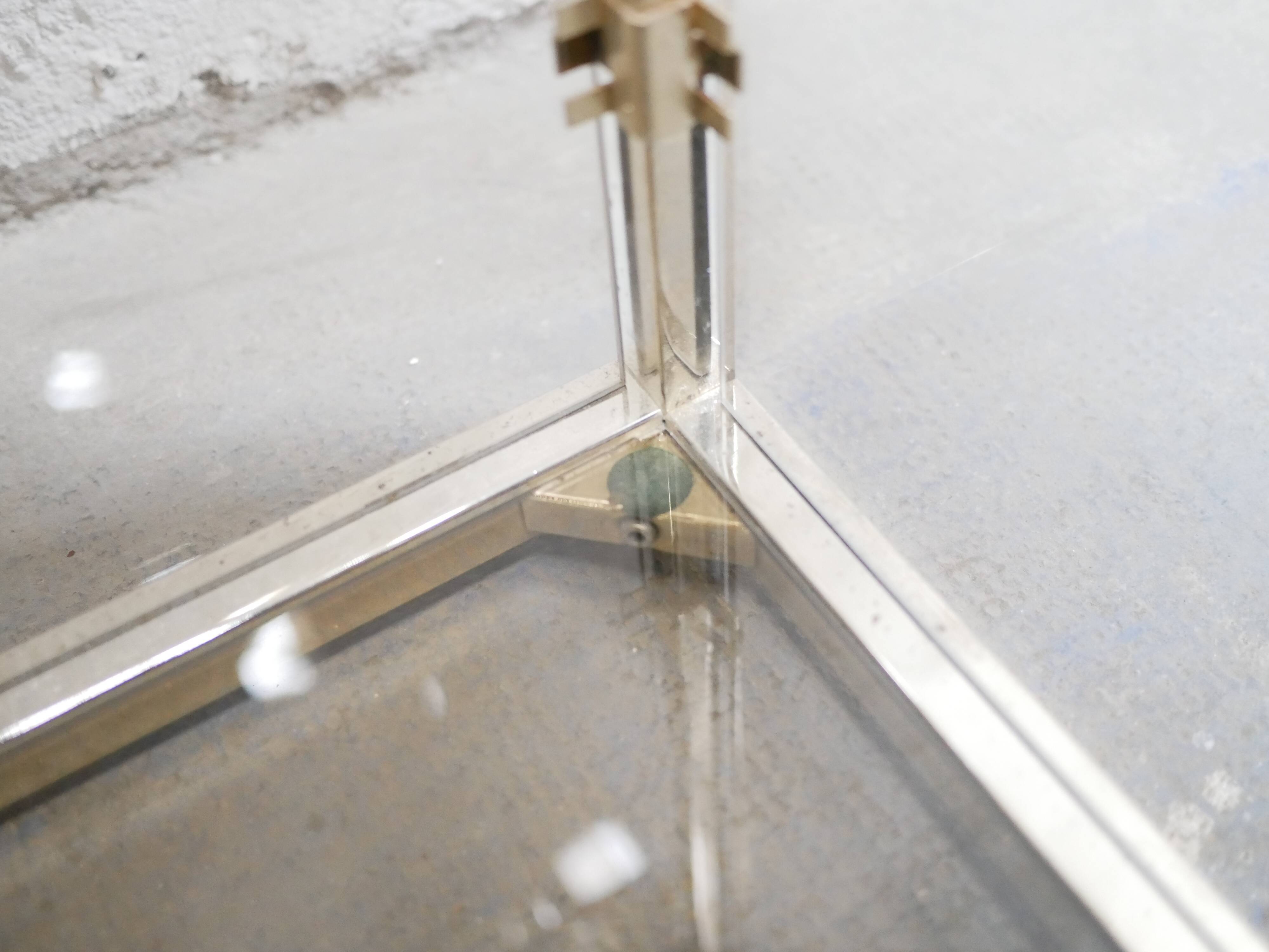Bookcase vintage shelf in brass and smoked glass