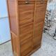 Antique oak double-column roll-top filing cabinet, circa 1950